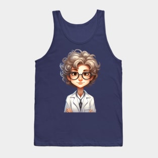 Cartoon Style Portrait - Woman Doctor/Scientist/Lab Worker Tank Top